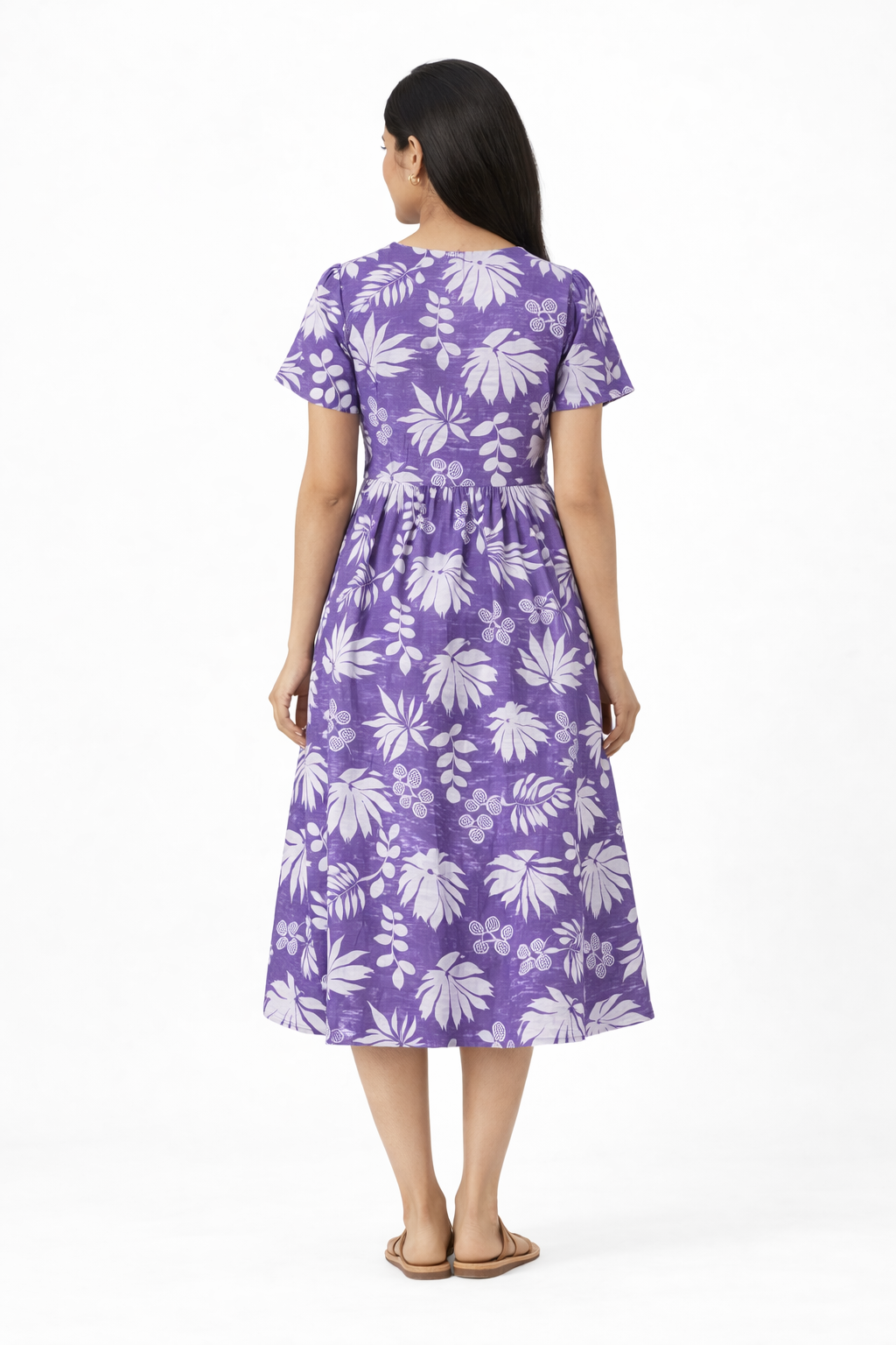 Lavender printed cotton dress