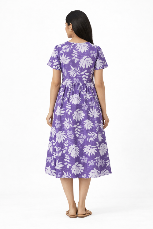 Lavender printed cotton dress